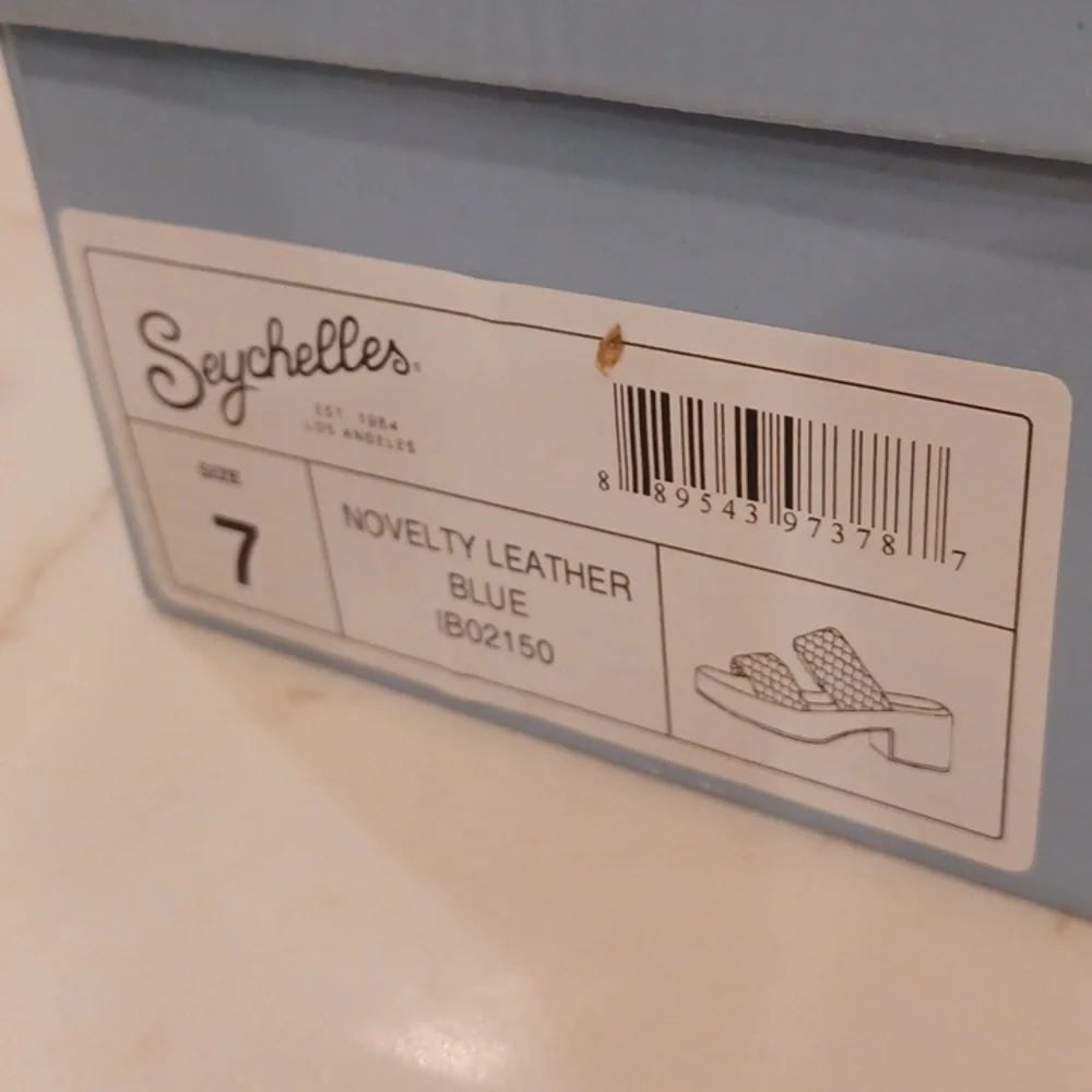Seychelles Women's Novelty Blue Heel Sandals Shoes NWB $130 - Picture 10 of 10
